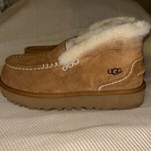 UGG Women's Brown Suede Moccasins with Shearling